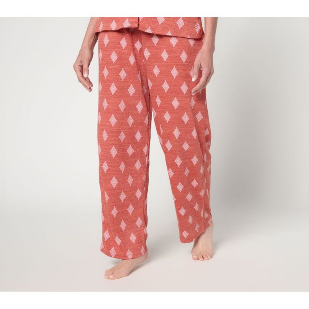 Cuddl Duds Women's Pants Sz XL Slub Knit Straight Leg Lounge Pant Red A683092